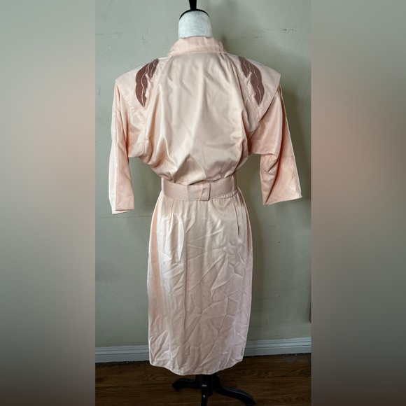 Vintage 80’s SLS Fashion Pink Western Midi Dress Coastal Cowgirl vaporwave - Picture 5 of 15